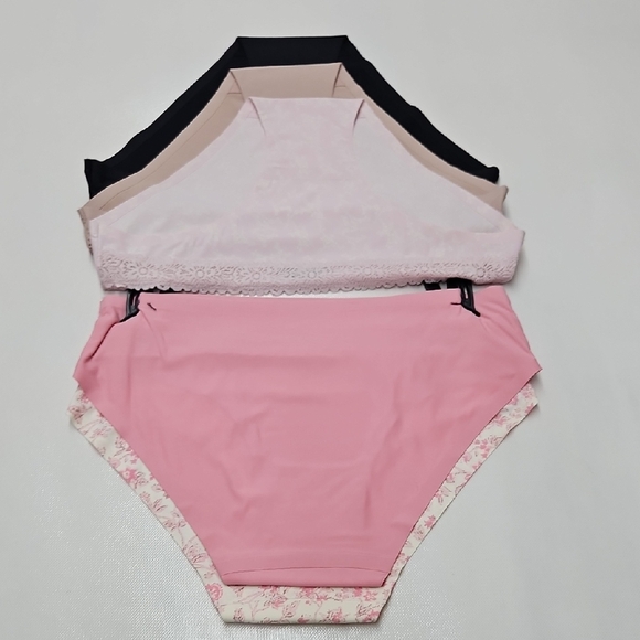 Lucky Brand Woman Floral Hipsters Set - Pink and Black - Picture 8 of 10